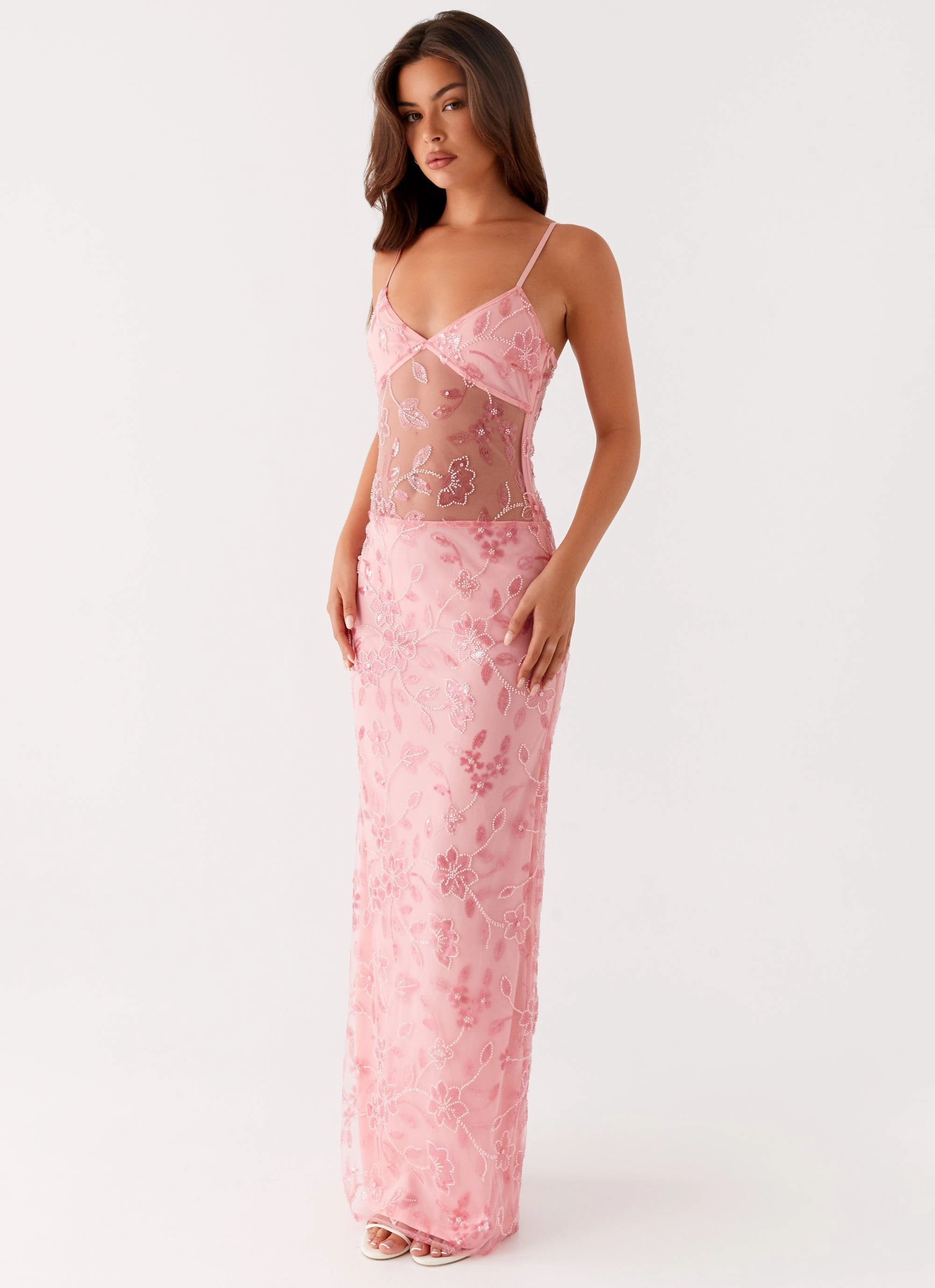 Lounge Ready Akira Beaded Maxi Dress - Pink Orange