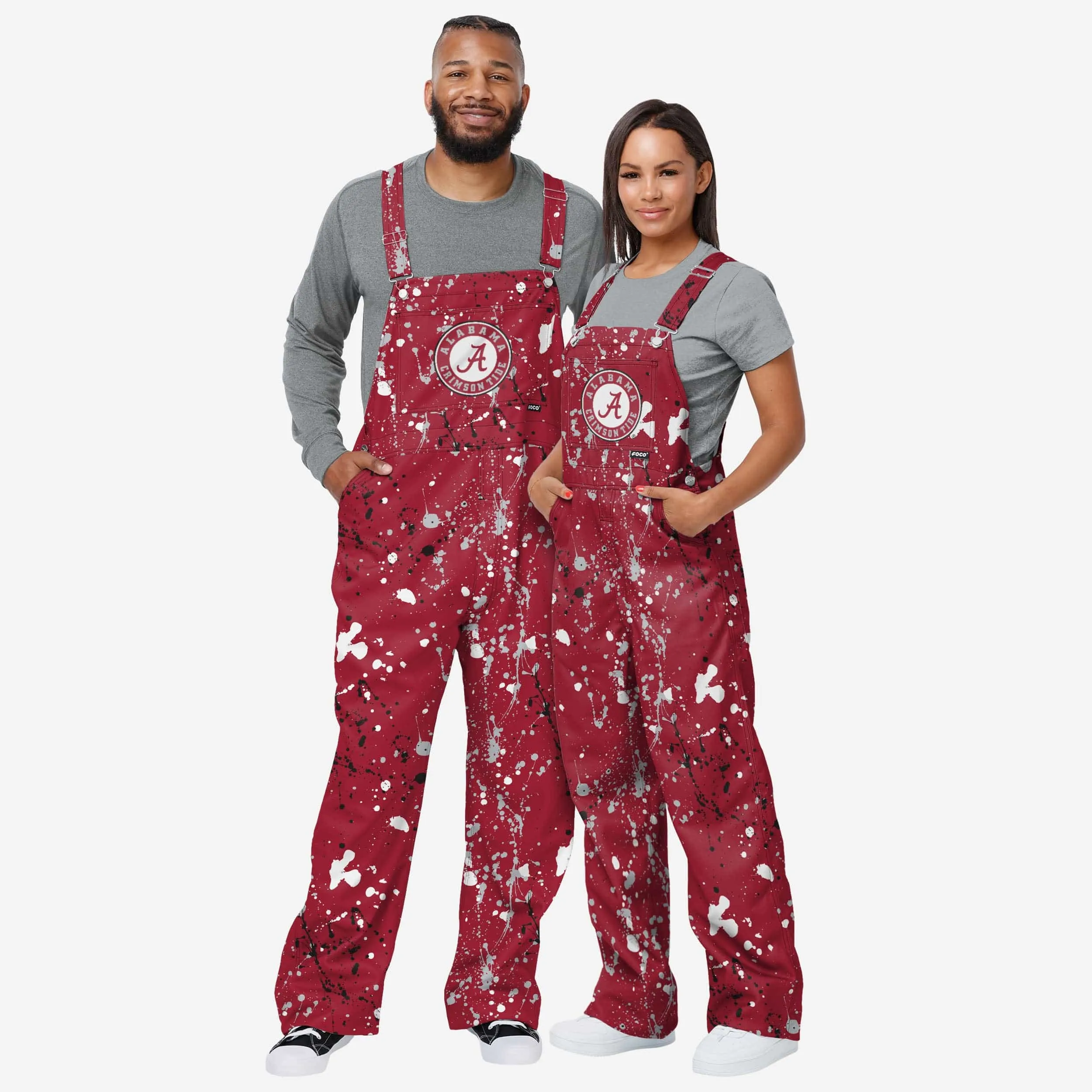 Alabama Crimson Tide Womens Paint Splatter Bib Overalls