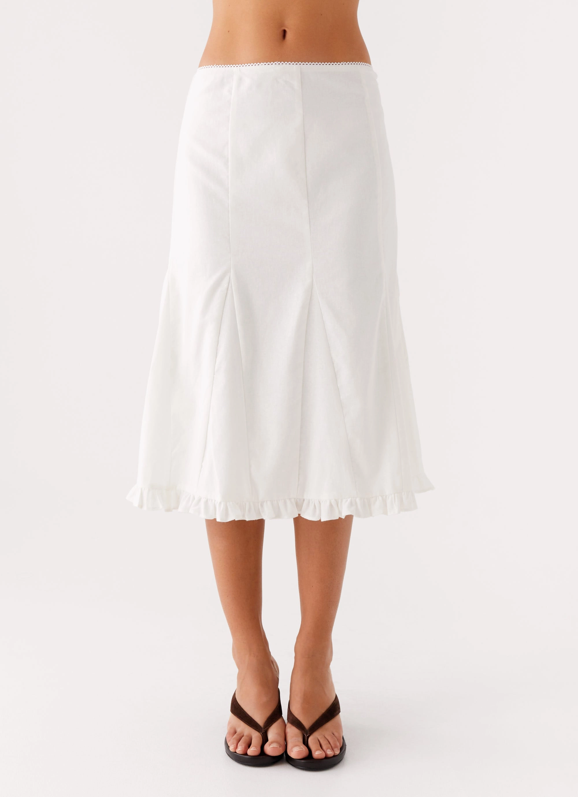 Minimal Vibes Fold Over Detail Alec Midi Skirt - White