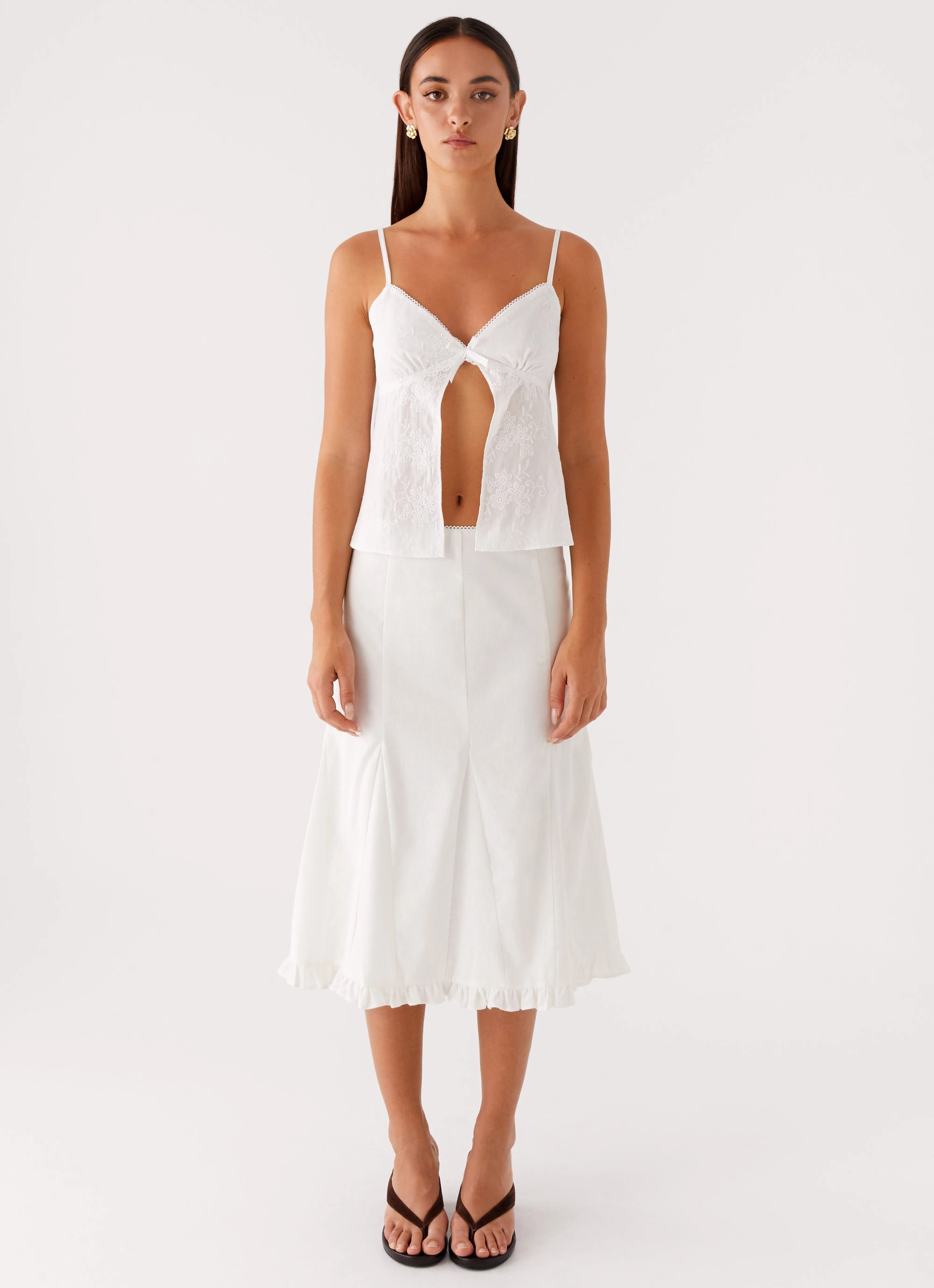 Global Inspiration Alec Midi Skirt - White