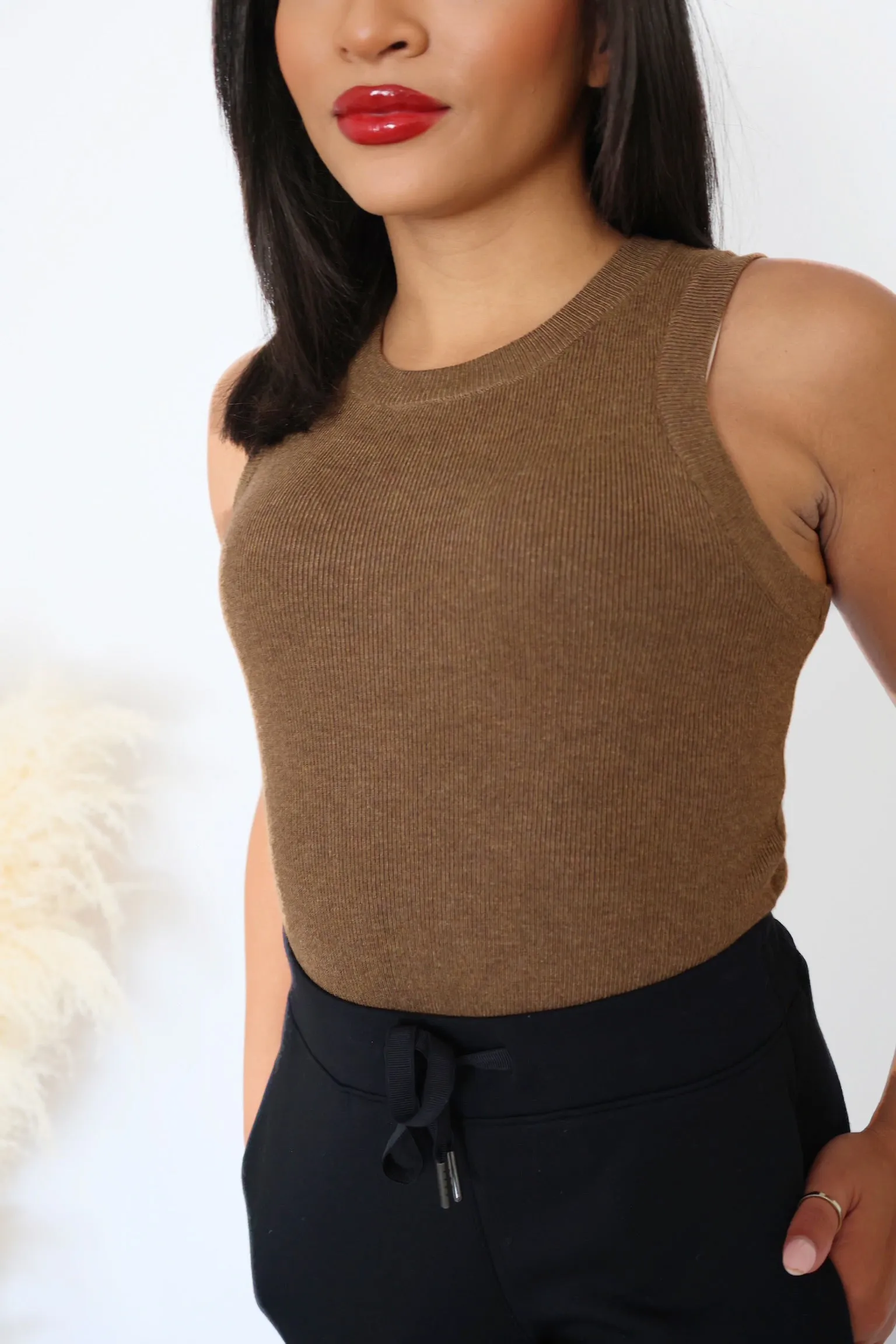 Cool Fabric Alexis Knit Tank - Brown (FINAL SALE)