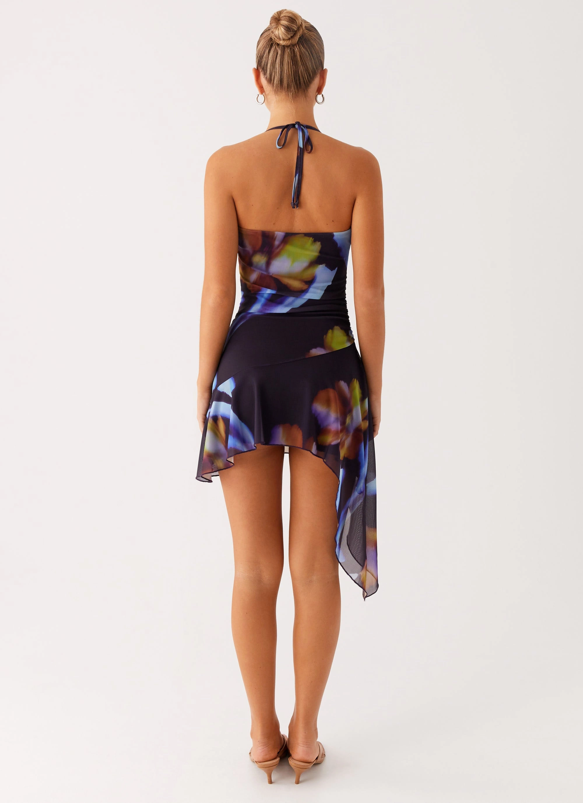 Algarve Mini Dress - Dark Floral Elegant holiday wear