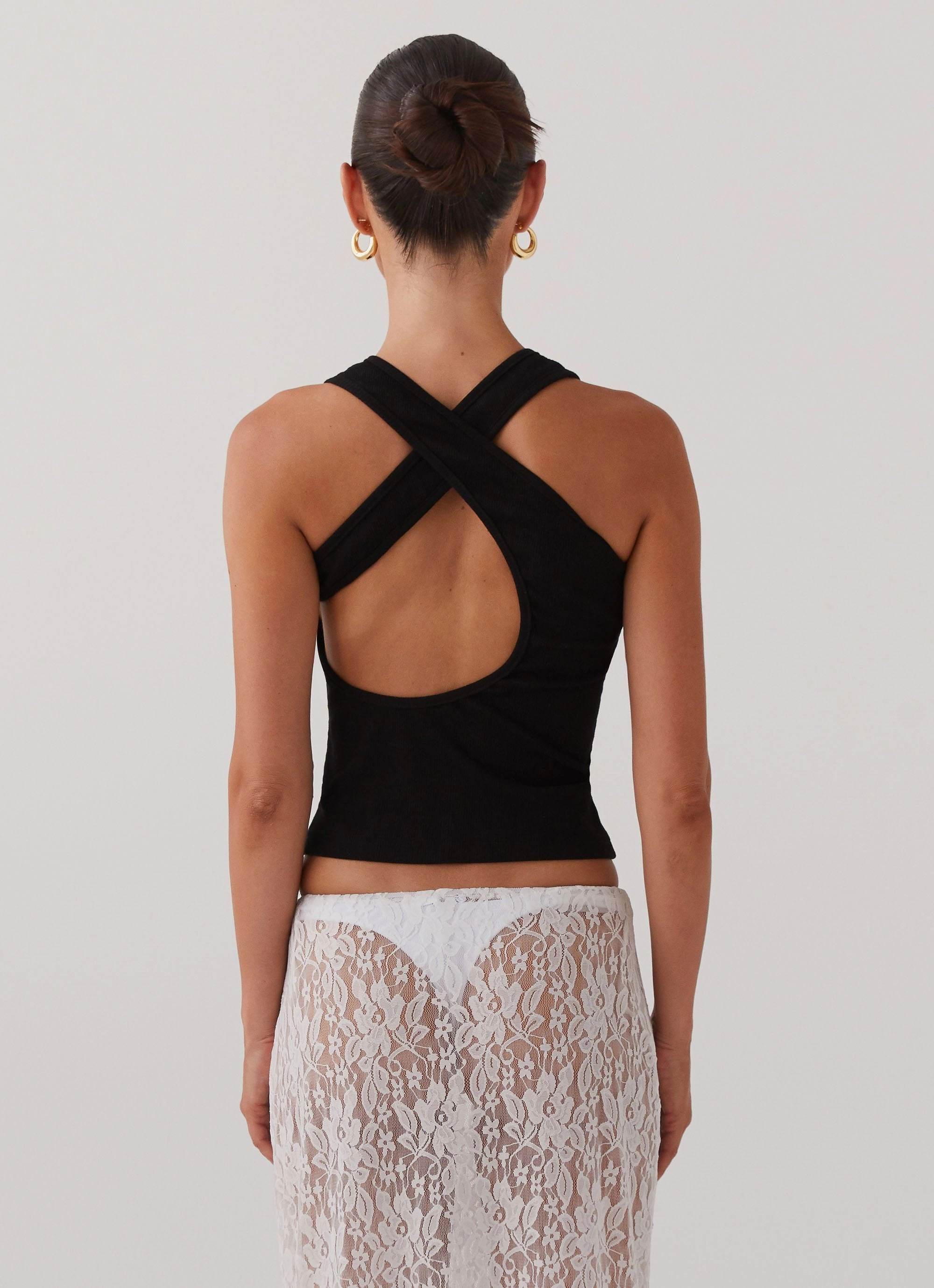 Alice Cut Out Tank Top - Black LowMaintenance Fabric HiddenStoragePocket