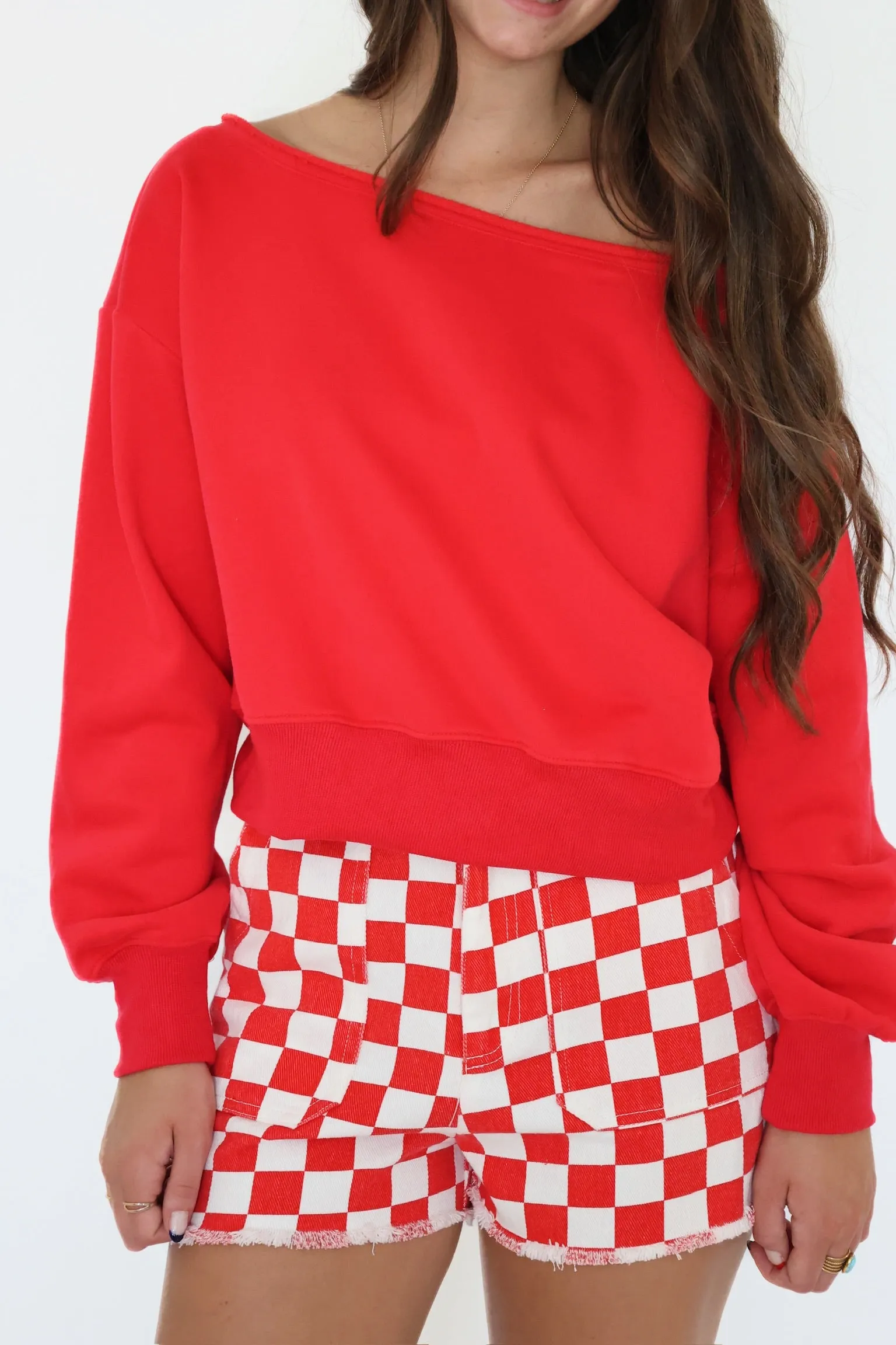 Contrast Stitch Detailing Alina Crop Sweatshirt