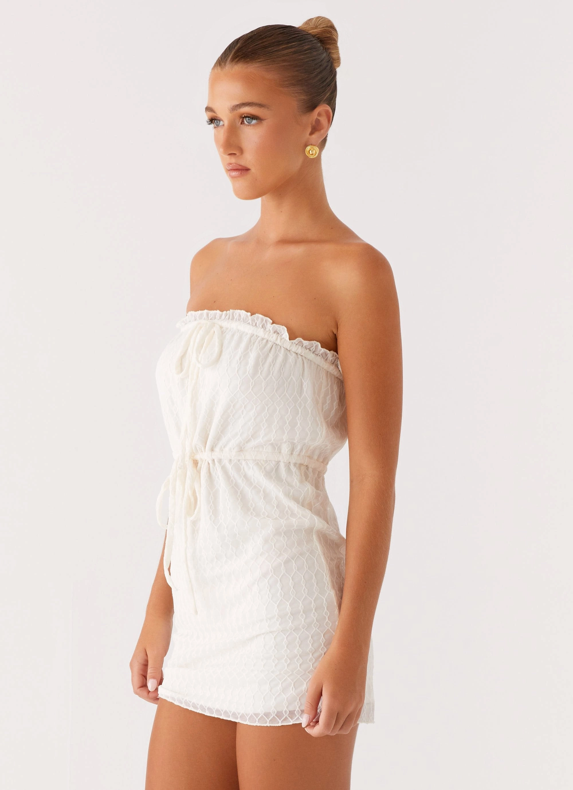 Alina Mini Dress - Ivory Effortless Layer Wear Silky Surface