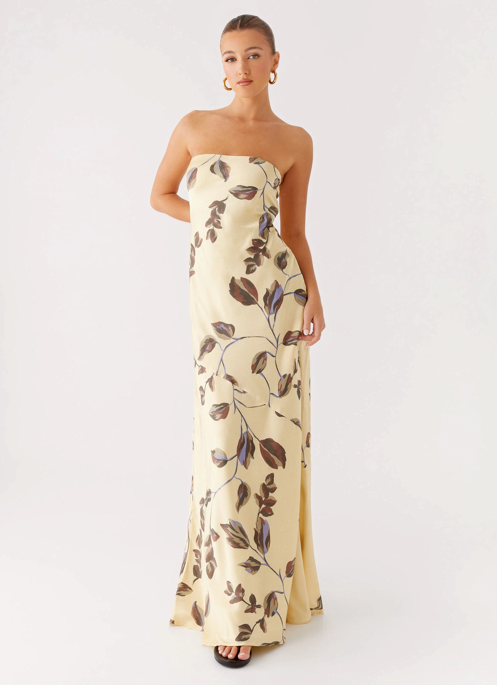 Glam Touch Alisa Strapless Maxi Dress - Buttercream Bliss