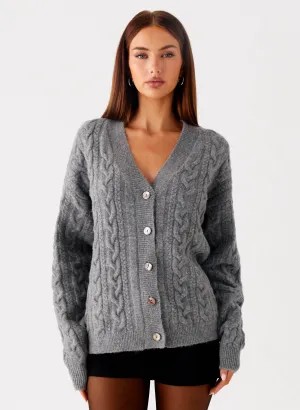 FadeResistant Dye TaglessCollars Frawley Cable Knit Cardigan - Grey
