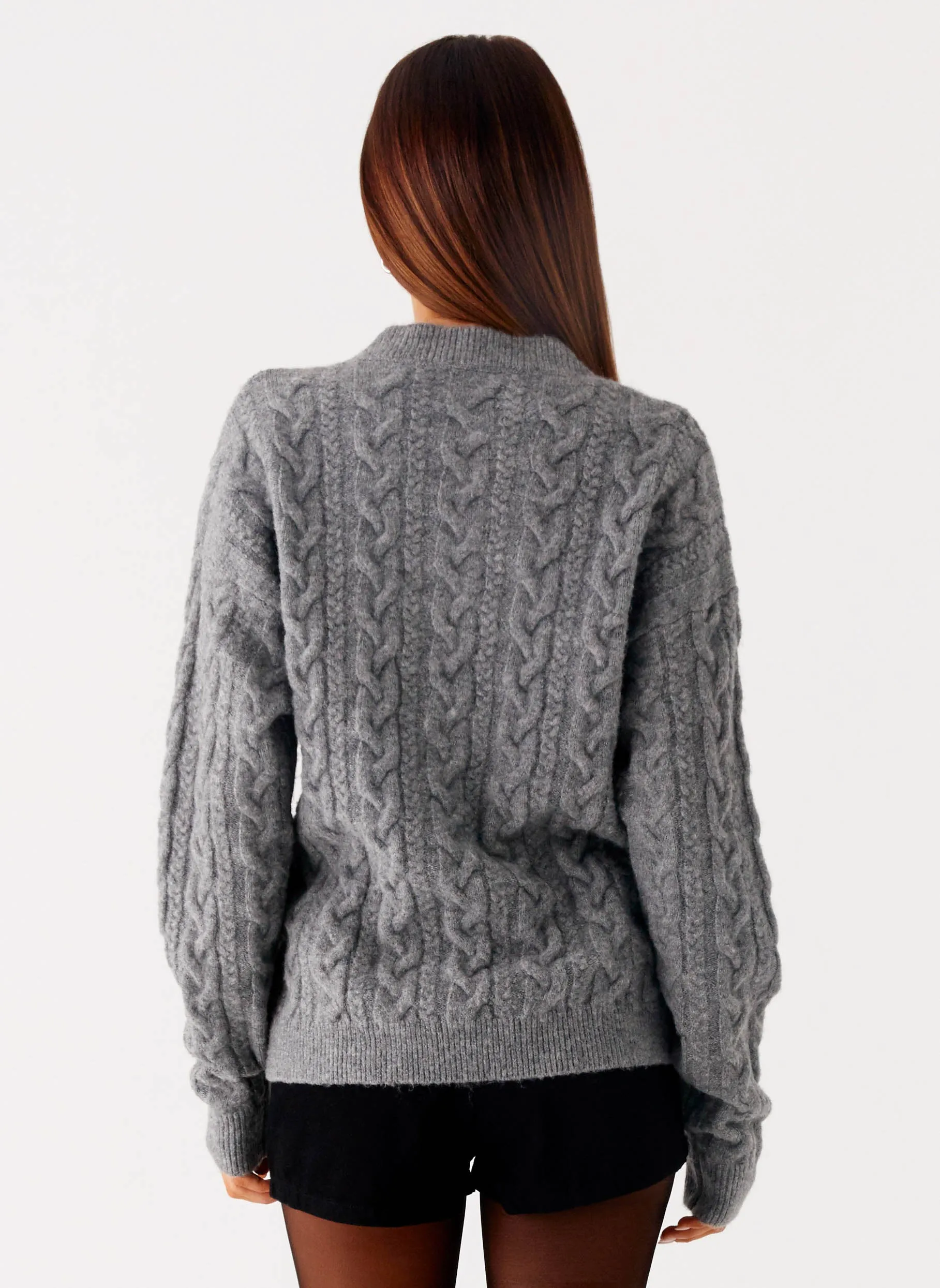 Odor Control Finish Frawley Cable Knit Cardigan - Grey