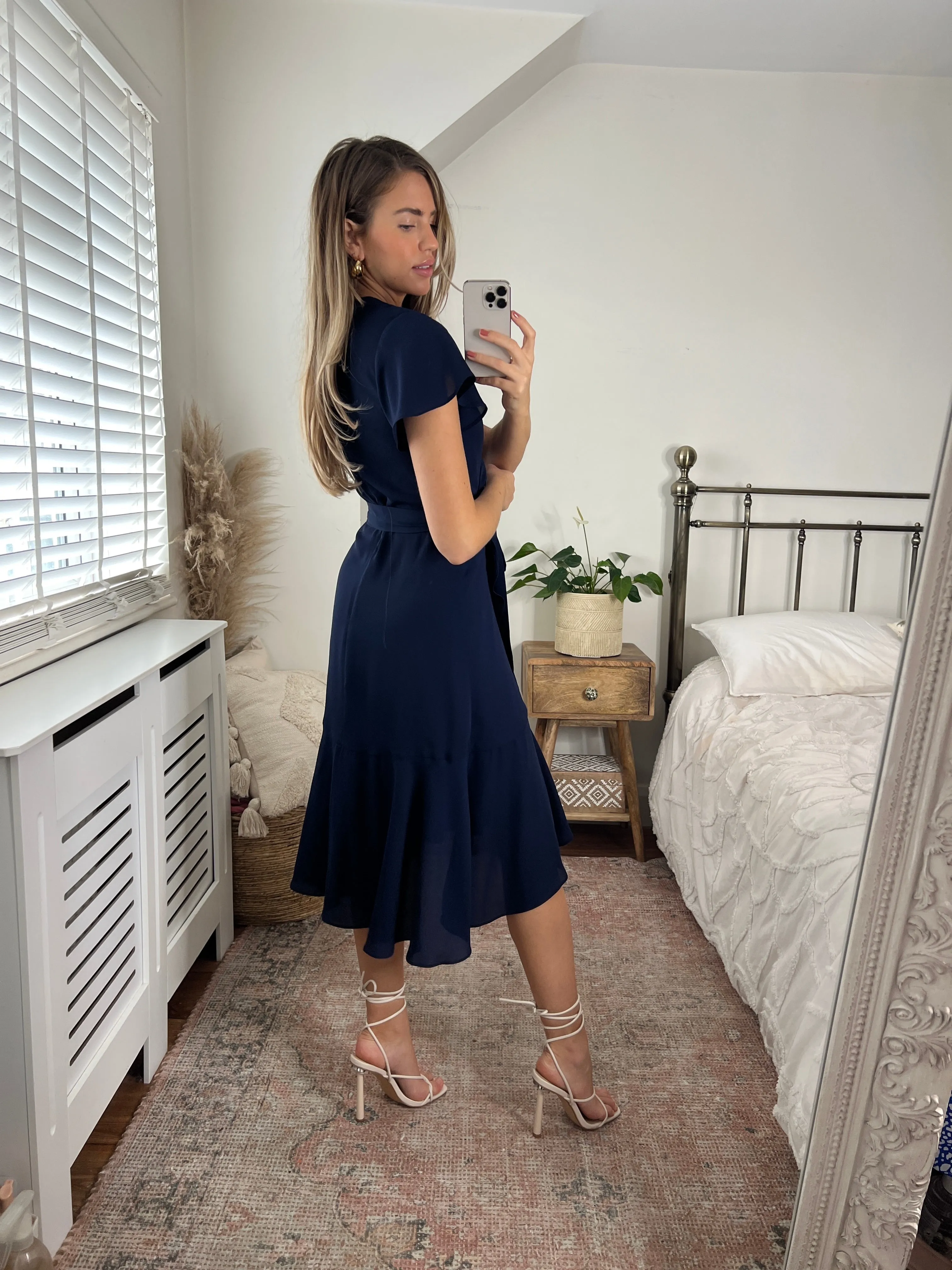 Classic Movement Faith Midi Ruffle Dress /  Navy