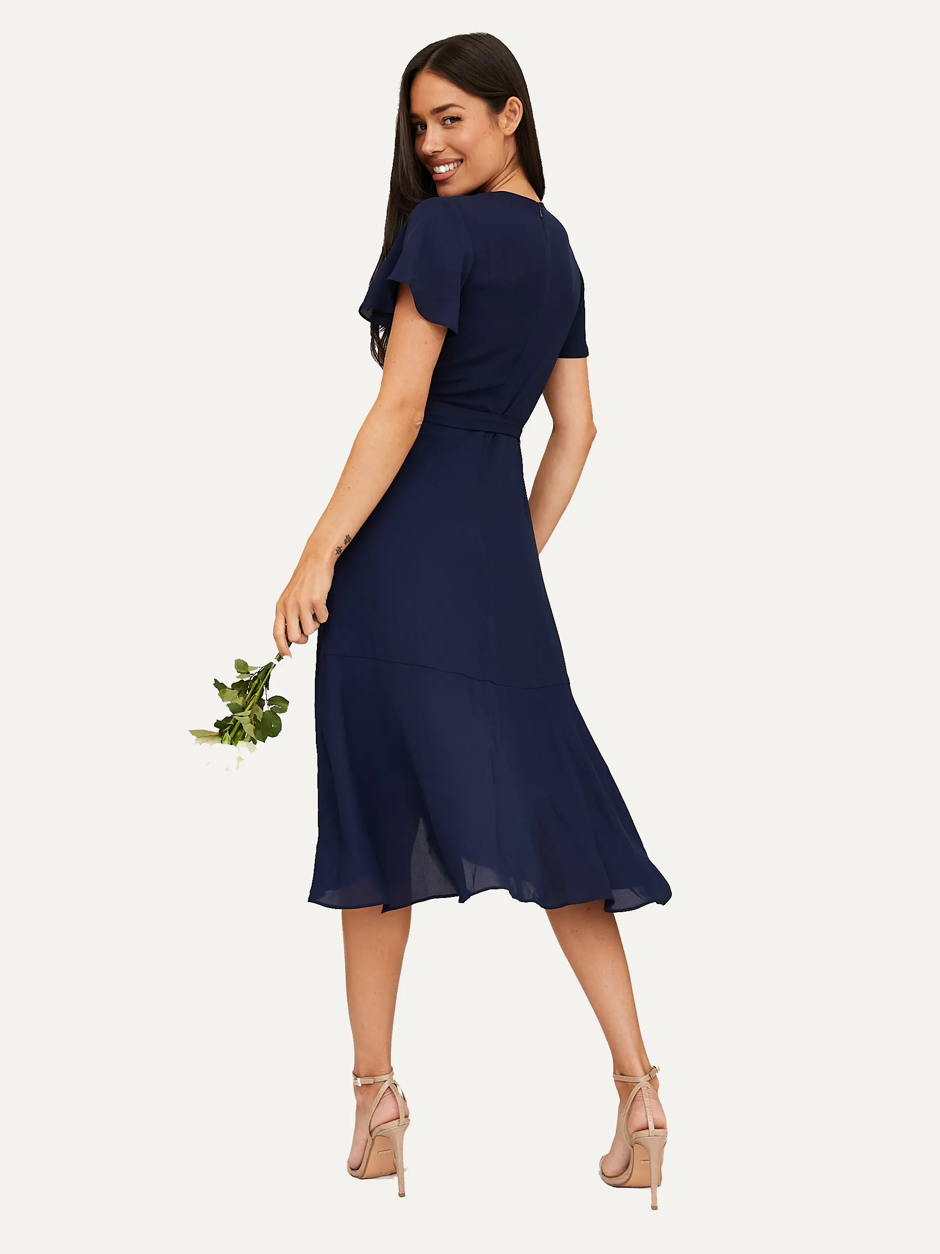 Faith Midi Ruffle Dress /  Navy Classic Flow Cozy Fit