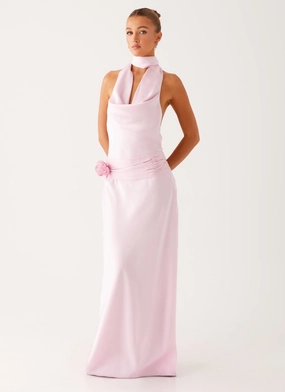 Bare Glow Quilted-Texture Imani Maxi Dress - Pink