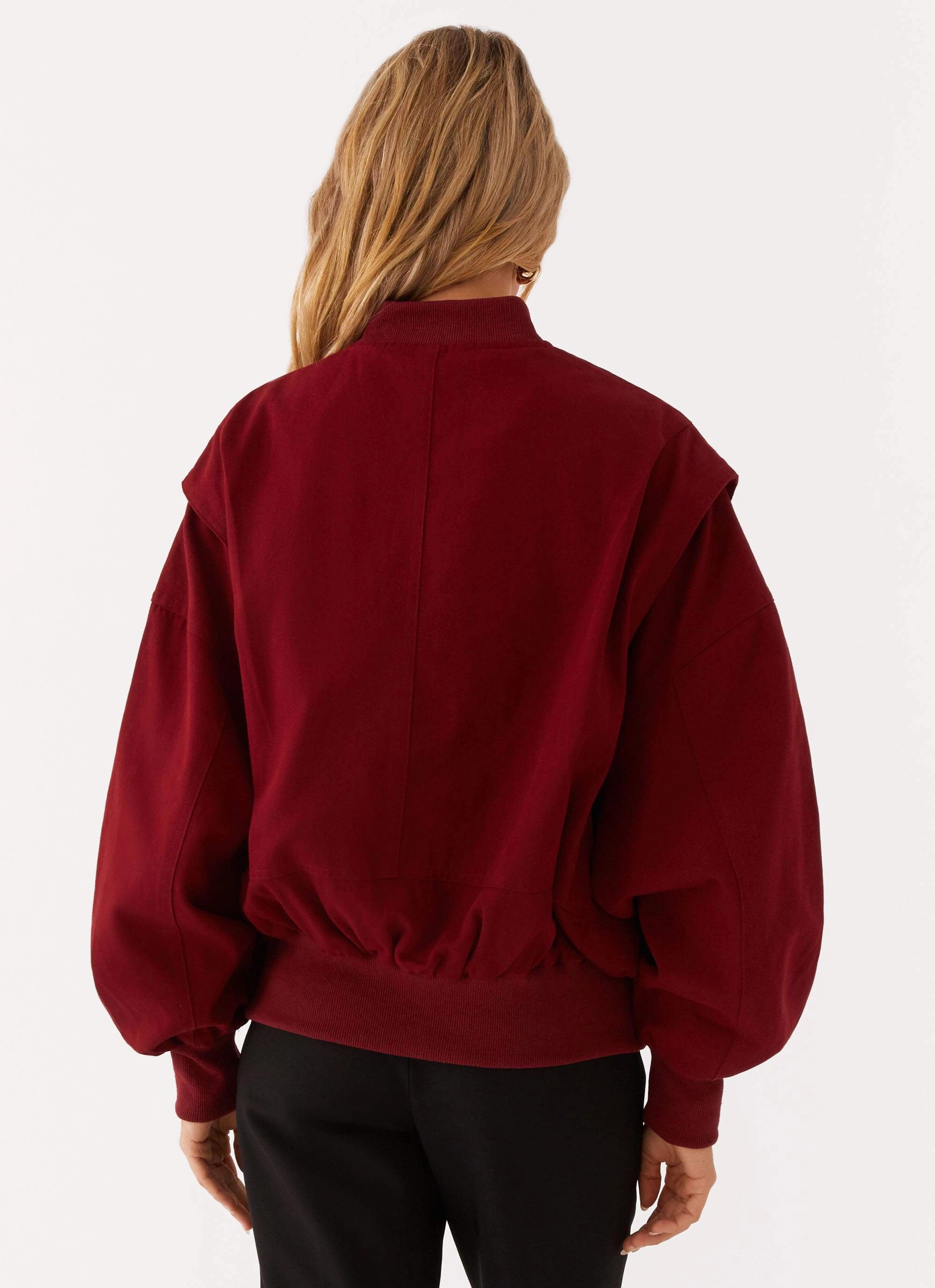 AntiPillingFinish Laser Cut Vents Alabama Bomber Jacket - Red