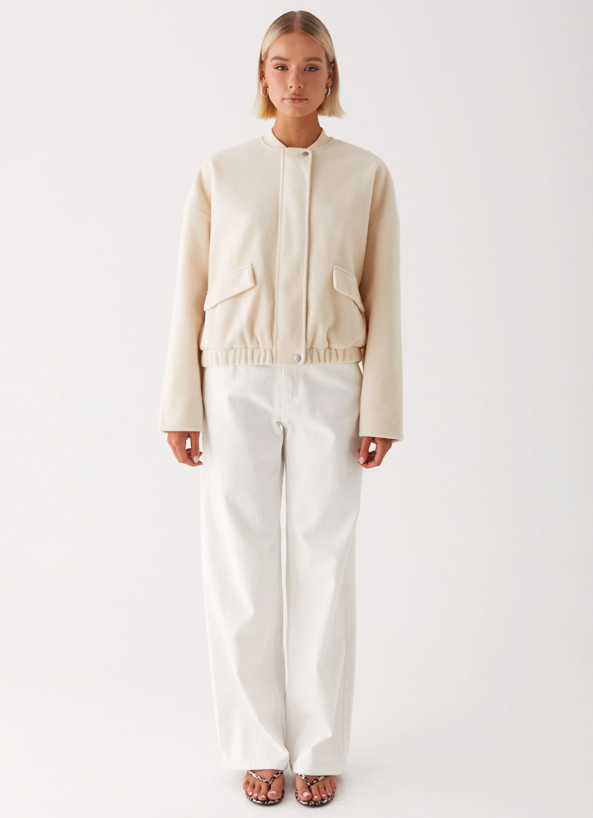 Multi pockets Cloudia Bomber Jacket - Ivory