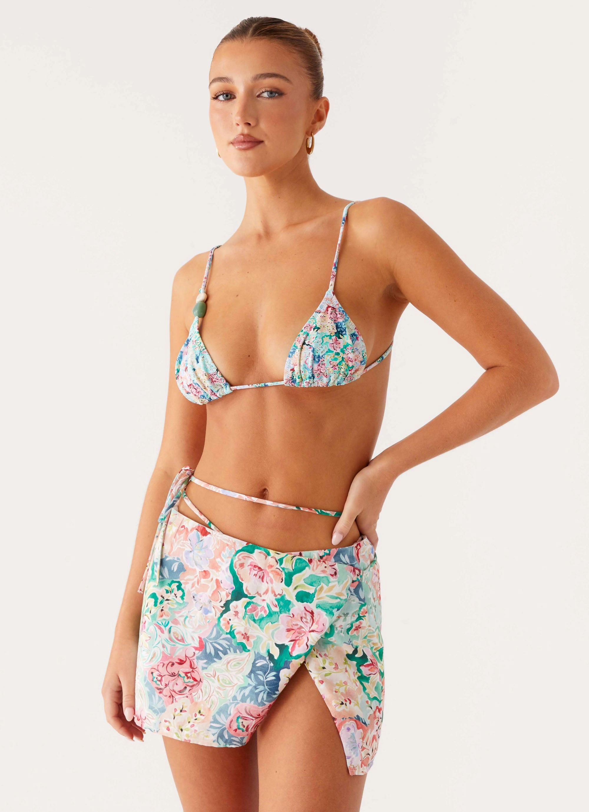 Miradelle Wrap Mini Skirt - Santorini Floral Quick Movement Wear Active Motion