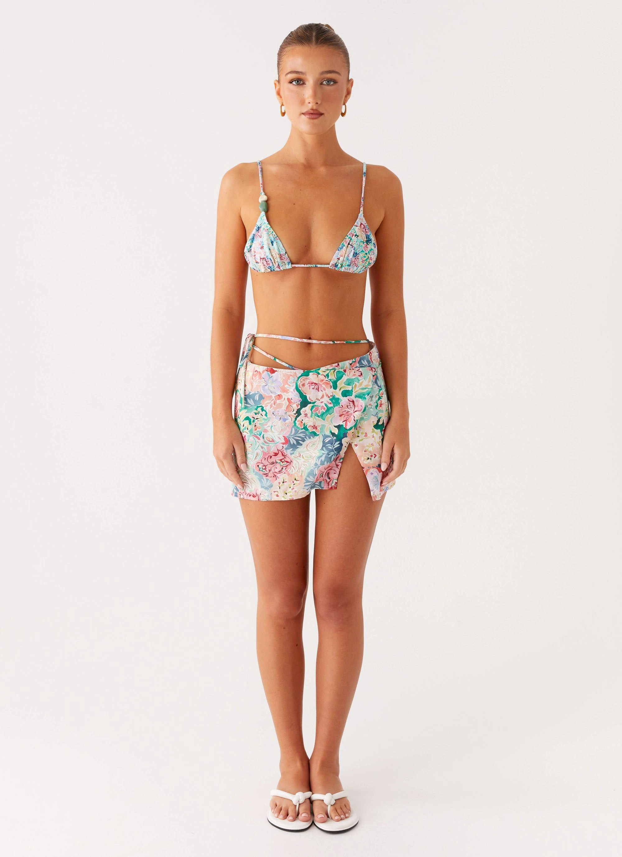 Miradelle Wrap Mini Skirt - Santorini Floral Layered Comfort Laser cut