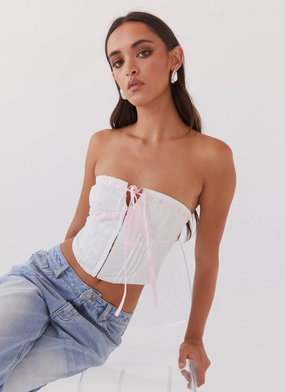 Casual Lines Trend Fit All My Affection Bustier Top - Pink Ribbon