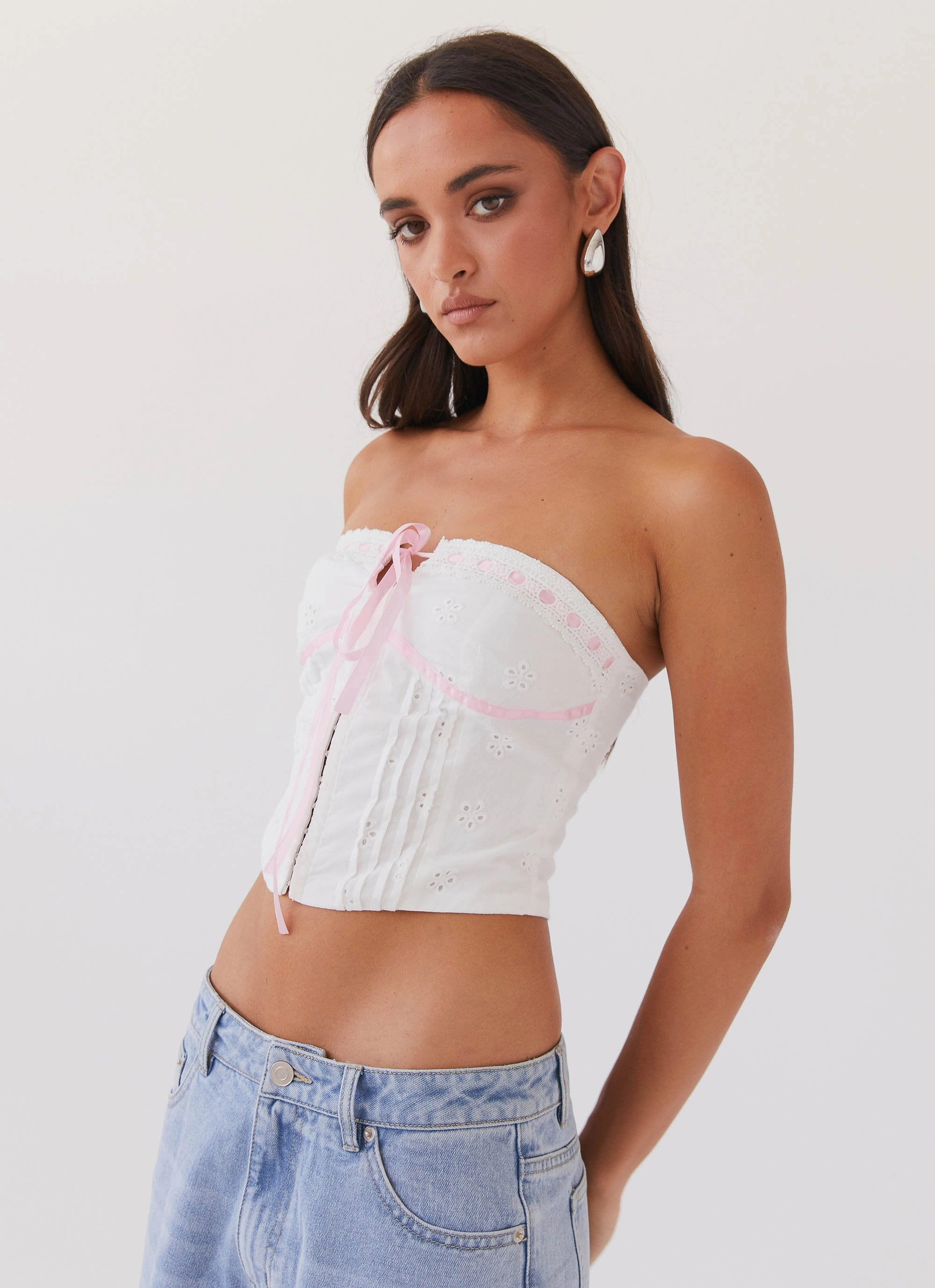 All My Affection Bustier Top - Pink Ribbon Quick Match