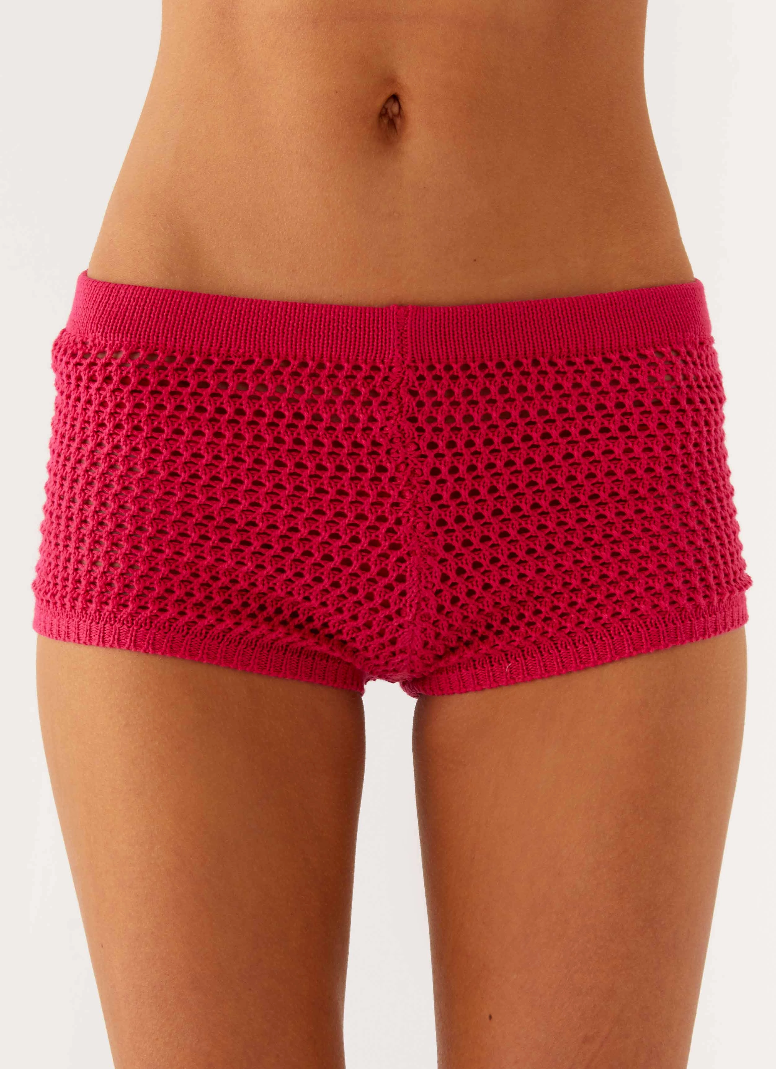 Lukella Crochet Mini Short - Hot Pink Weekend Style
