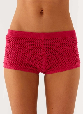 Lukella Crochet Mini Short - Hot Pink Weekend Style