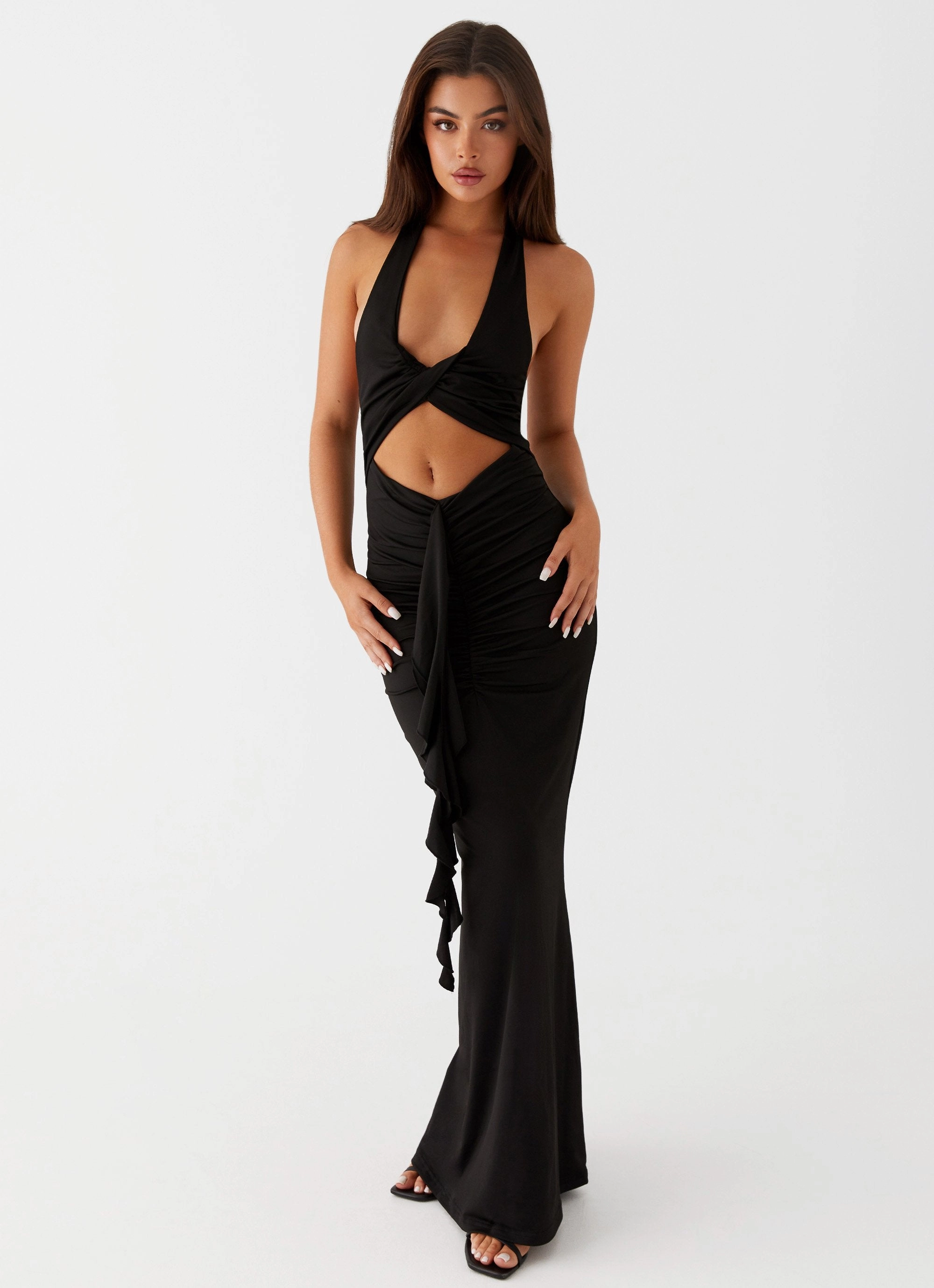 Morning Glow Allanna Frill Maxi Dress - Black