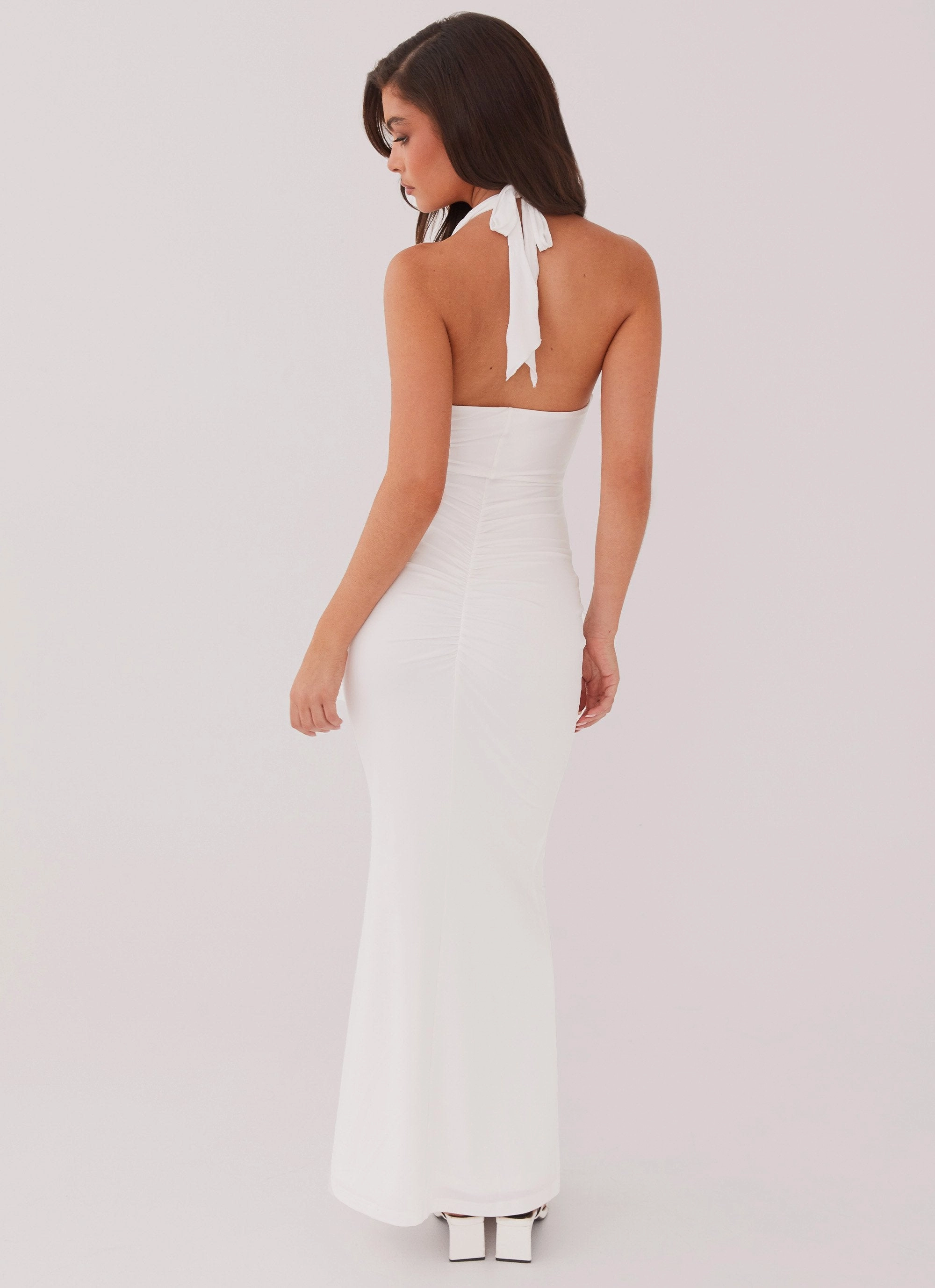Allanna Frill Maxi Dress - White Family Vibe Tailored Cut