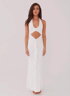 Allanna Frill Maxi Dress - White flattering appearance Trend Movement