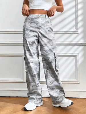 Allover Print Flap Pocket Cargo Pant