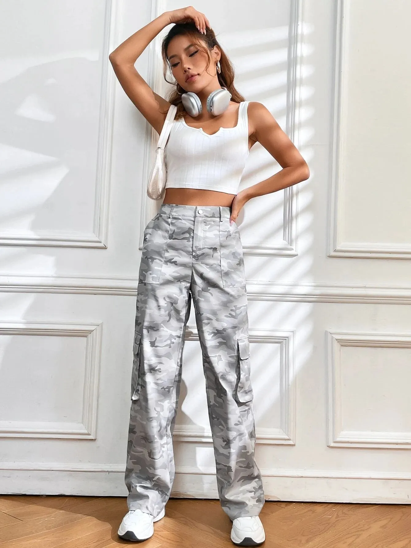 Allover Print Flap Pocket Cargo Pant
