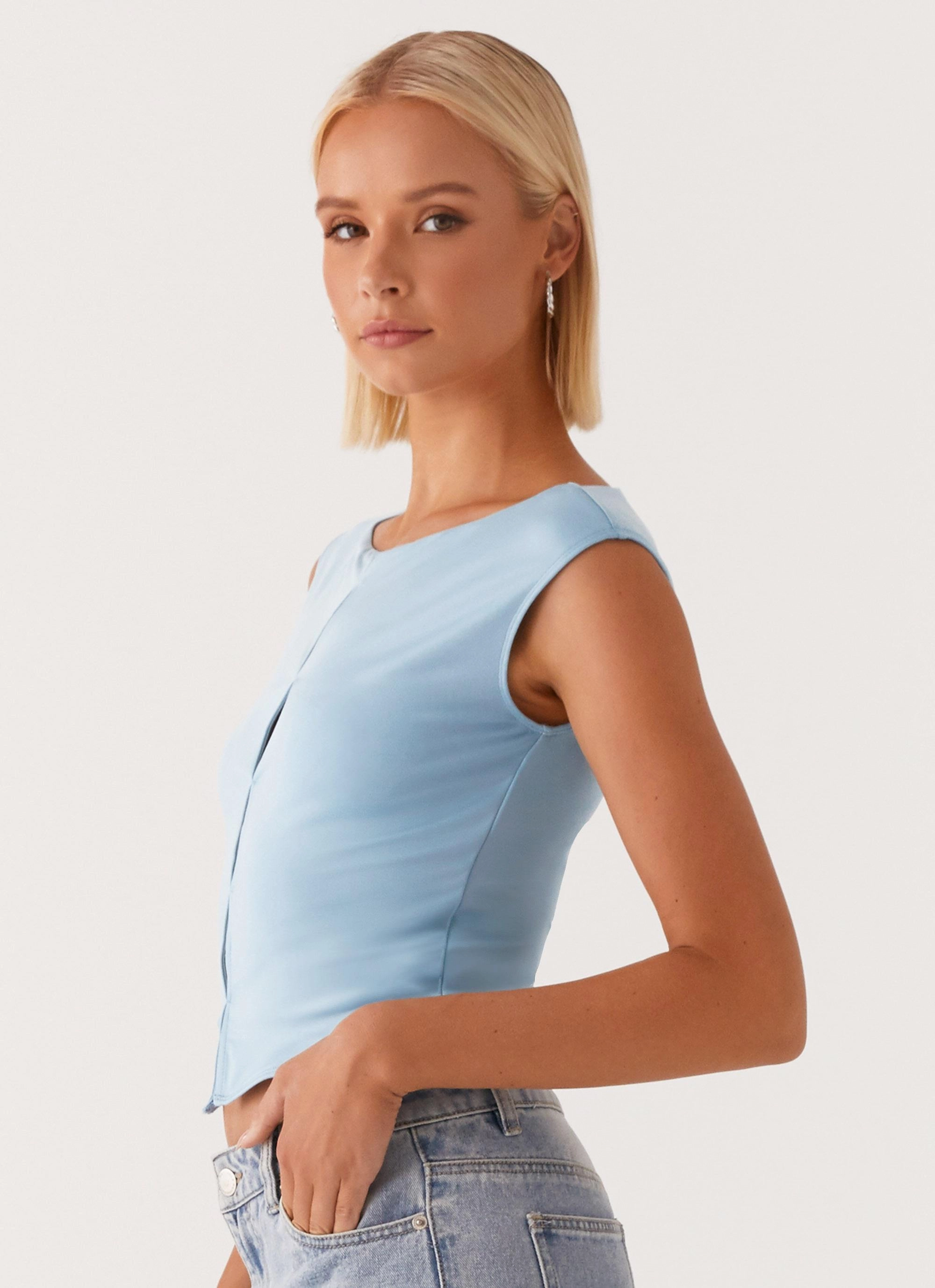 Ally Top - Baby Blue SeamFree Knitting Fashionable Shirt