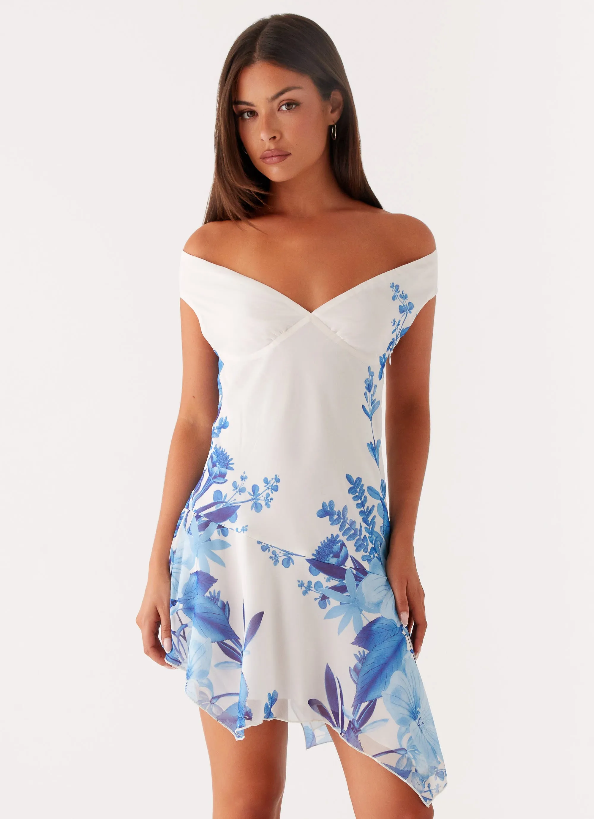 Alma Mini Dress - Blue Floral Print All Day Look Bright-colored piece