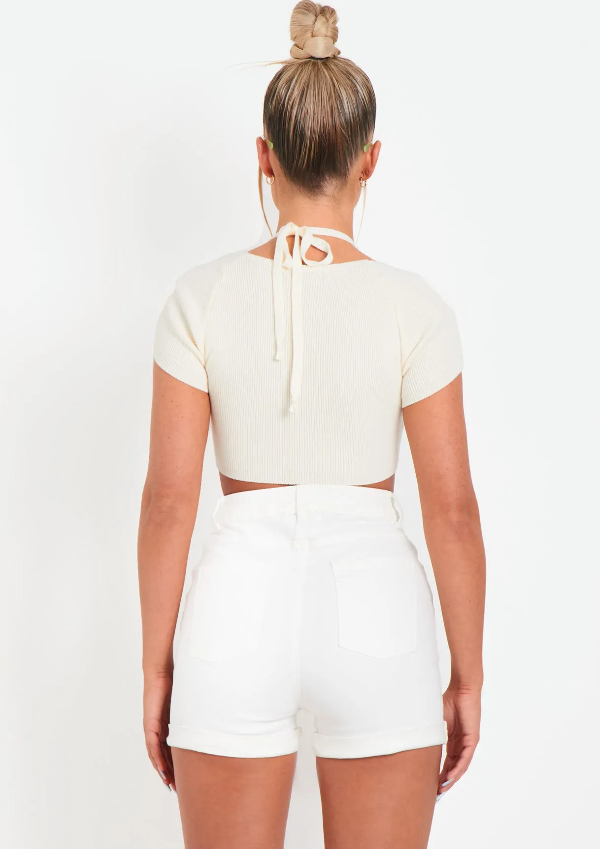 Alma White Denim Missy Empire Shorts