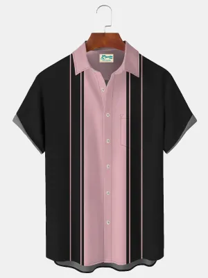 Alohadaddy 50's Men's Retro Bowling Shirts Contrast Color Stretch Big Size Aloha Shirts