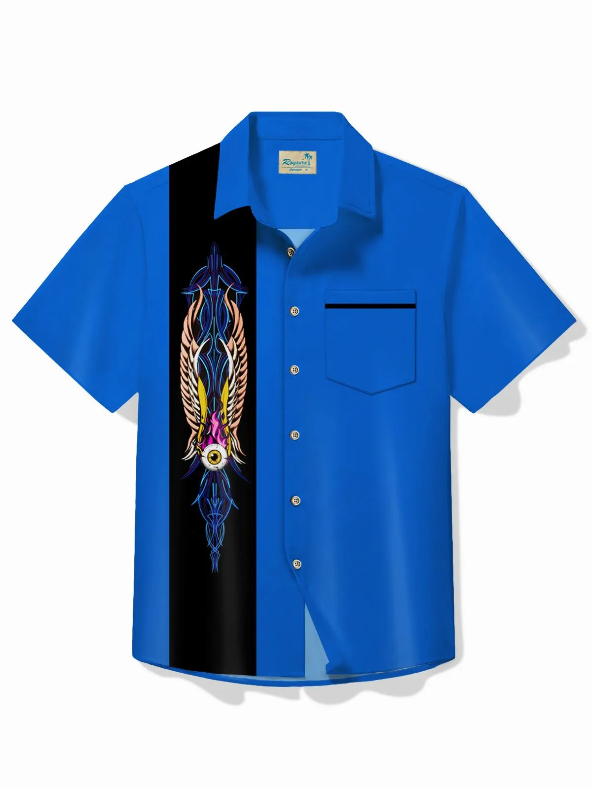 Alohadaddy 50's Vintage Bowling Shirt Car Pinstripe Stretch Quick Dry Camp Pocket Shirt Big Tall