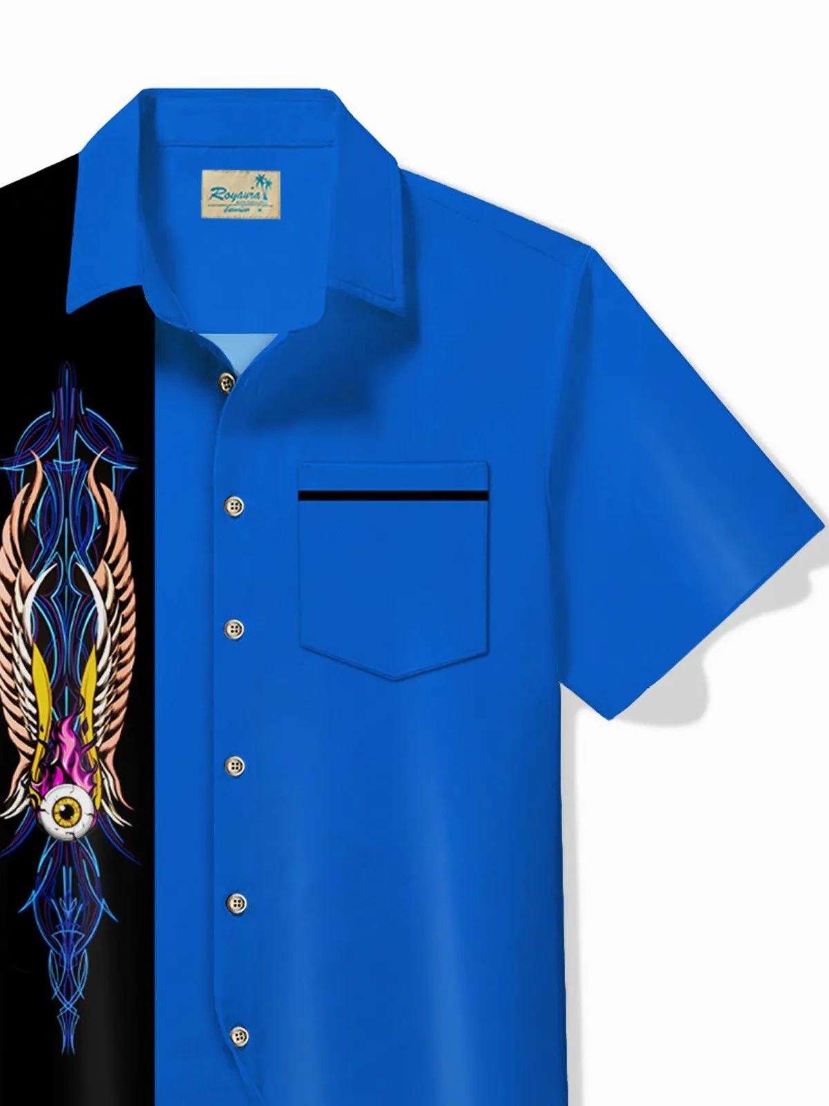 Alohadaddy 50's Vintage Bowling Shirt Car Pinstripe Stretch Quick Dry Camp Pocket Shirt Big Tall
