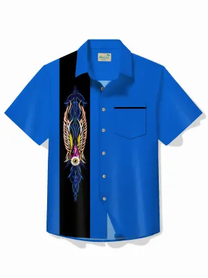 Alohadaddy 50's Vintage Bowling Shirt Car Pinstripe Stretch Quick Dry Camp Pocket Shirt Big Tall