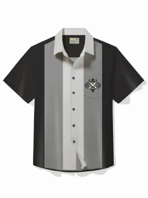 Alohadaddy 50's Vintage Bowling Shirt Cigar Art Stretch Quick Dry Pocket Camp Shirt Big Tall