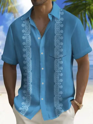 Alohadaddy 60's Vintage Men's Guayabera Shirt Stretch Pocket Camp Shirt Big Tall