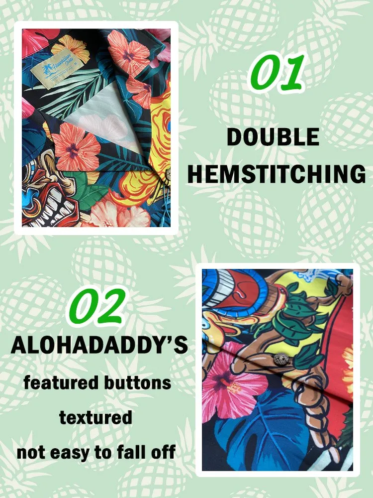 Alohadaddy Black Casual Poker Cotton-Blend Plus Size Bowling Shirts