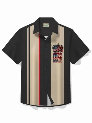 Alohadaddy Holiday Memorial Day Soldier American Flag Print Men's Shirt Easy Care Camping Pocket Shirt Big Tall