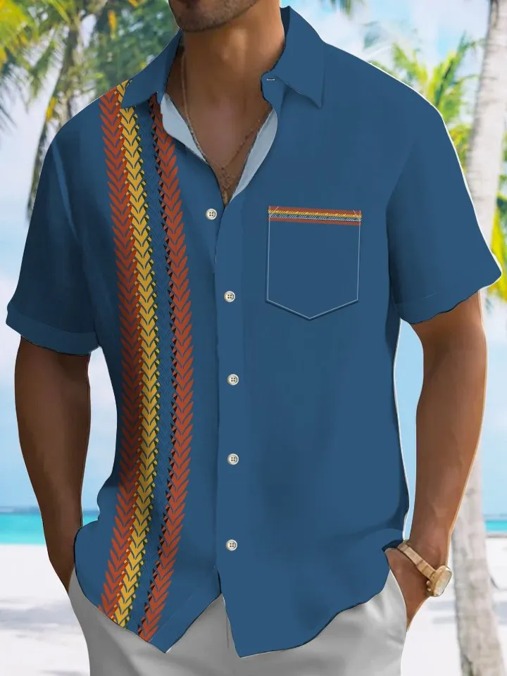 Alohadaddy Plant Button Pocket Casual 50 Bowling Commuter Short Sleeve Shirt