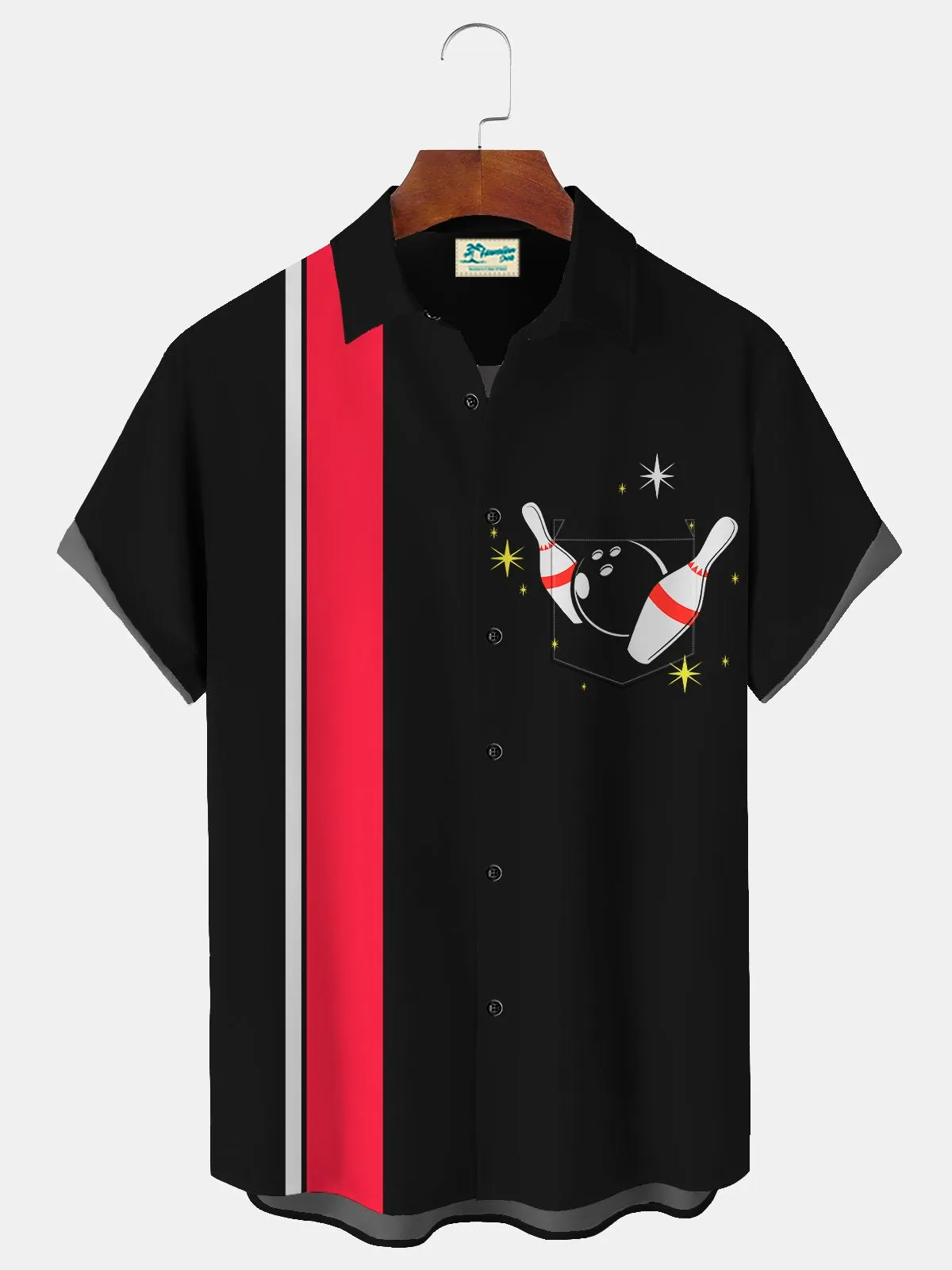 Alohadaddy Retro Bowling Printed Men's Button Pocket Shirt