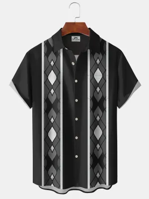 Alohadaddy Retro Geometric 60s Classic Bowling Shirt