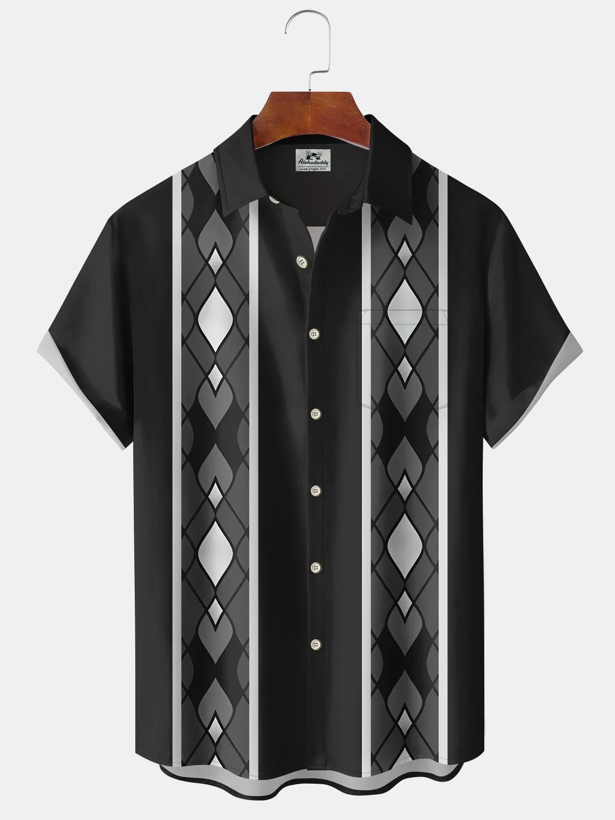 Alohadaddy Retro Geometric 60s Classic Bowling Shirt