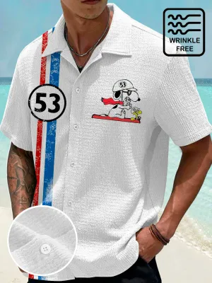 Alohadaddy Retro No. 53 Classic Car 3D Digital Print Men's Button Pocket Short Sleeve Shirt Big & Tall