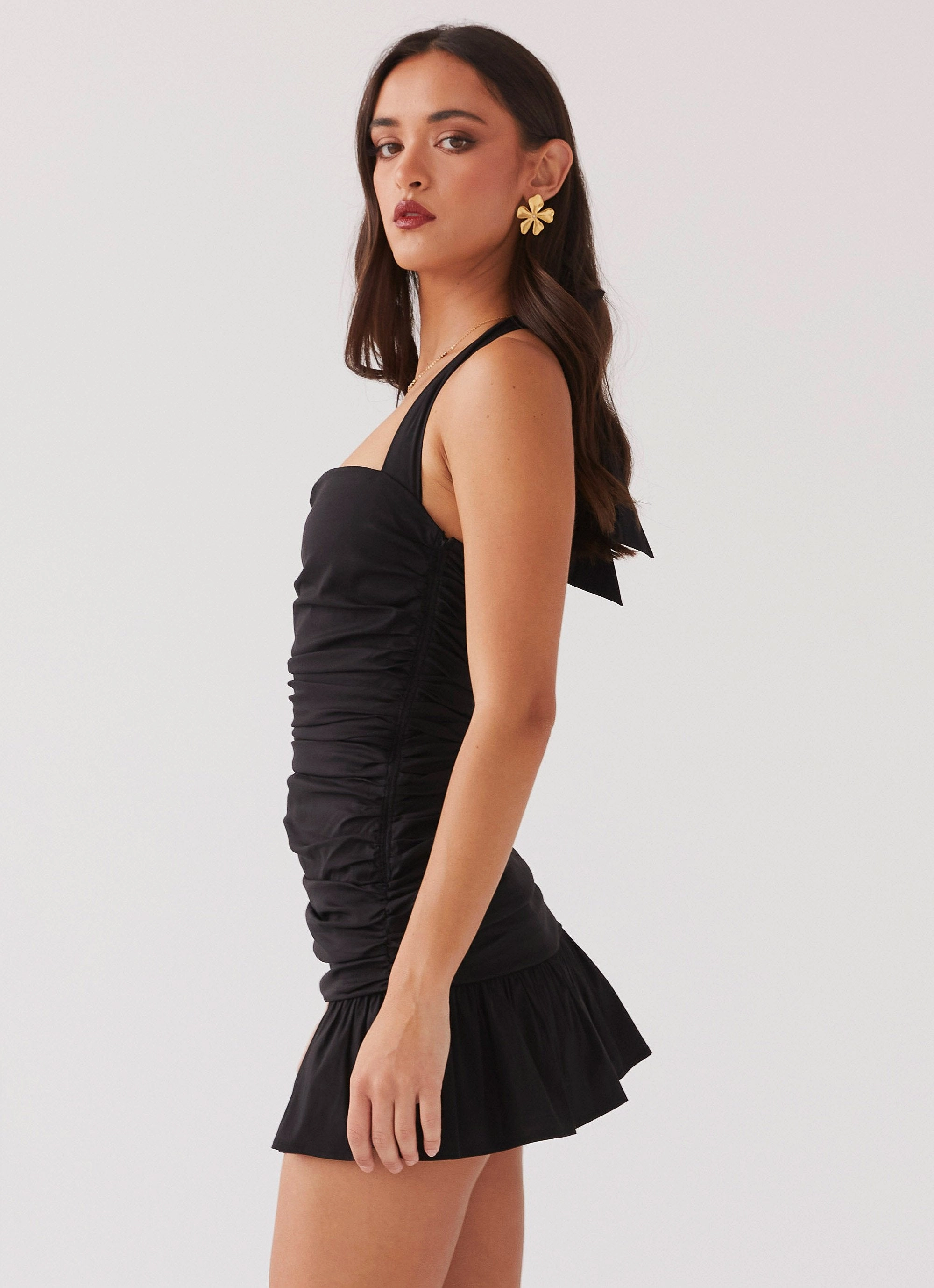 Alone With You Mini Dress - Black Subtle Lines Comfortable texture