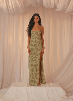 Alouette Maxi Dress - Jade Fern Waist Seam