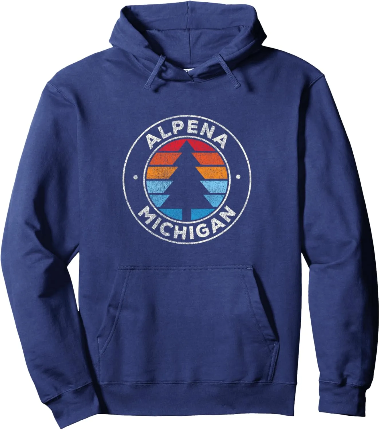 Alpena Michigan MI Vintage Graphic Retro 70s Pullover Hoodie