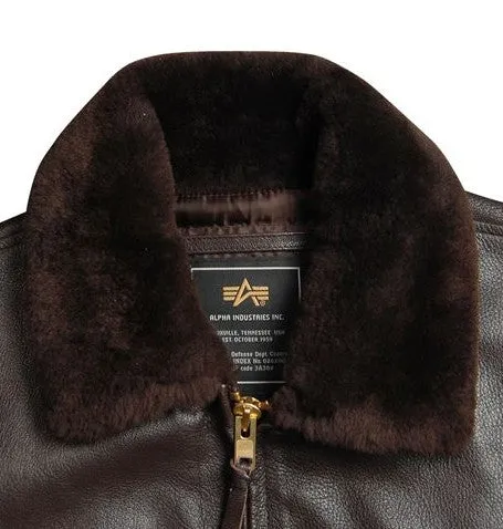 Alpha Industries G-1 Brown Goatskin Leather Flight Jacket