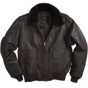 Alpha Industries G-1 Brown Goatskin Leather Flight Jacket