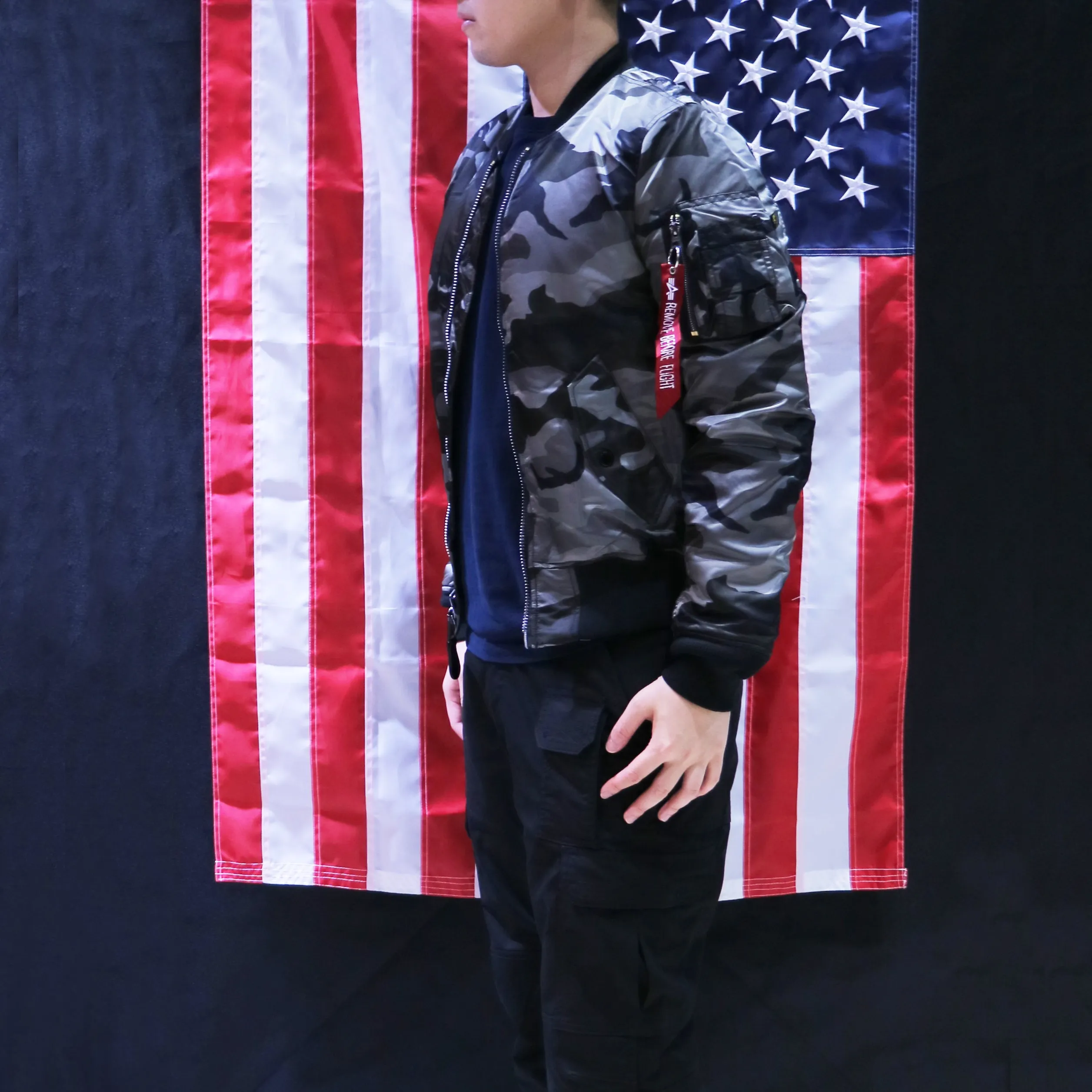 ALPHA MA-1 FLIGHT JACKET SLIM FIT (TONAL BLACK CAMO)